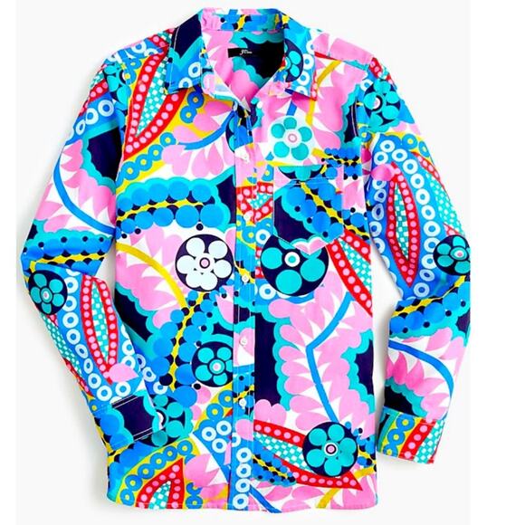J. Crew Classic-fit boy shirt in Ratti® kaleidoscope floral button down sz 6 - Picture 2 of 6